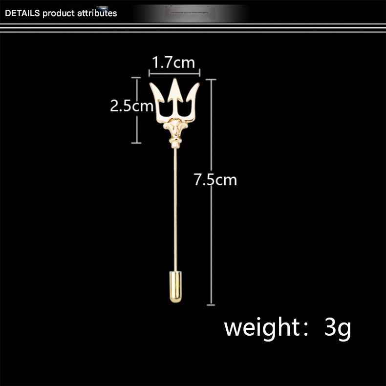 Close-up view of trident lapel pin design