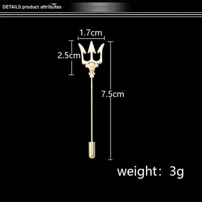 Close-up view of trident lapel pin design