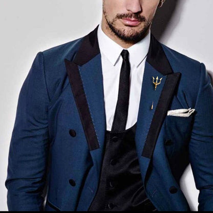 Stylish men trident lapel pin side view