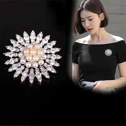 Rhinestone embellished brooch on a dress image 5