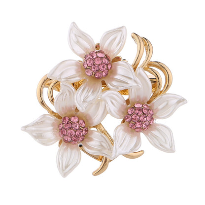 Stylish Floral Design Rhinestone Brooch Close-Up
