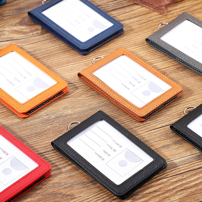 Image of versatile dual-card holder with lanyard