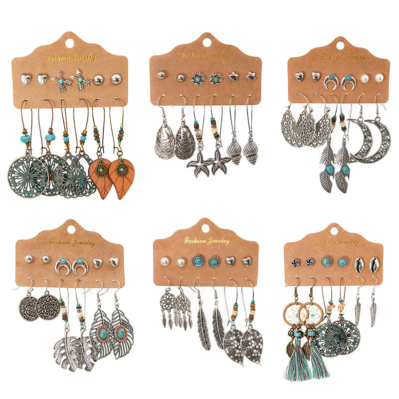 Elegant Bohemian Leaf Feather Dangle Earrings