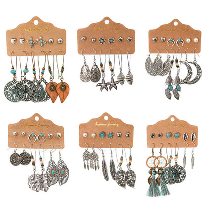 Elegant Bohemian Leaf Feather Dangle Earrings