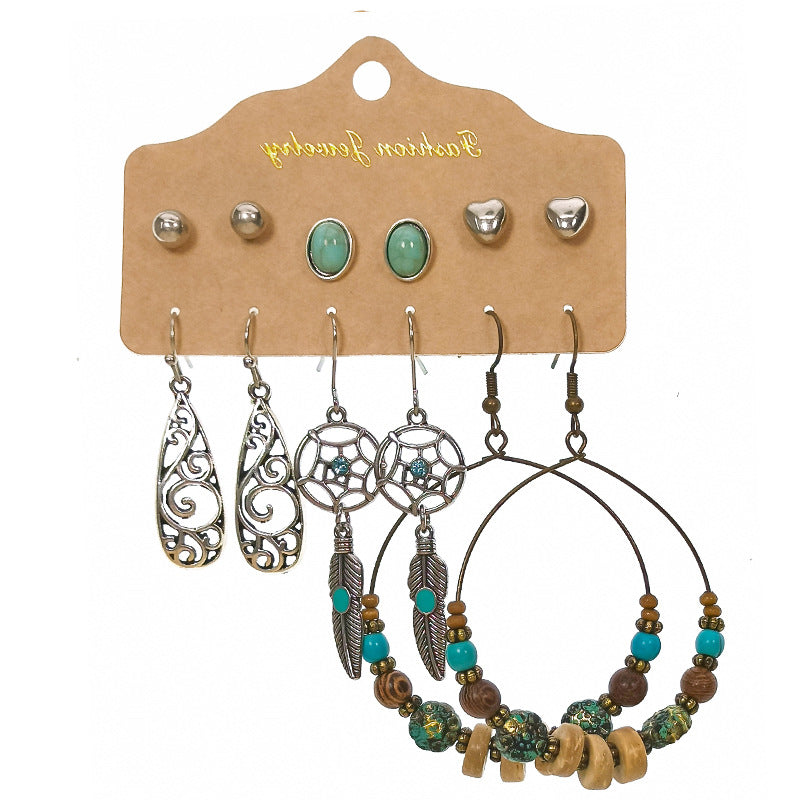 Elegant Bohemian Leaf Feather Dangle Earrings