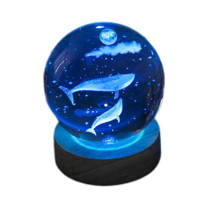 3D crystal ball night light with intricate design image 2