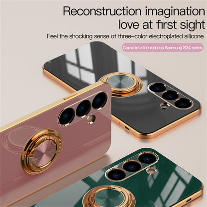 Premium Samsung S24 Ultra Protective Ring Case - TPU & Metal, 6D Electroplated, Shockproof & Stylish Design