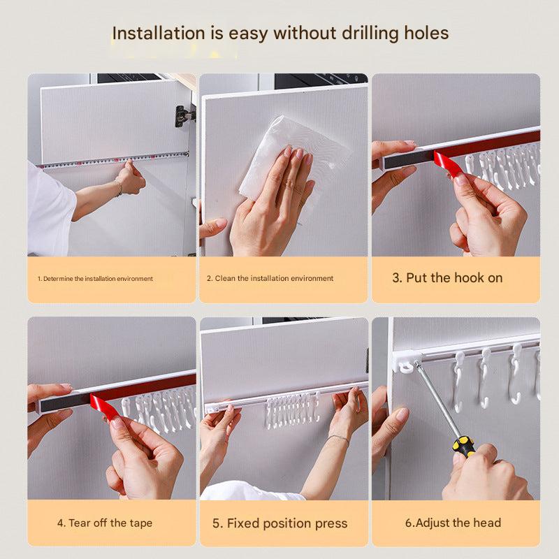 Plastic hook organizer for kitchen utensils