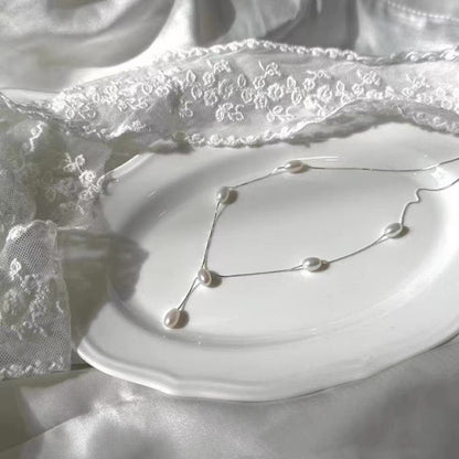 S925 silver natural freshwater pearl Y-chain necklace image 1