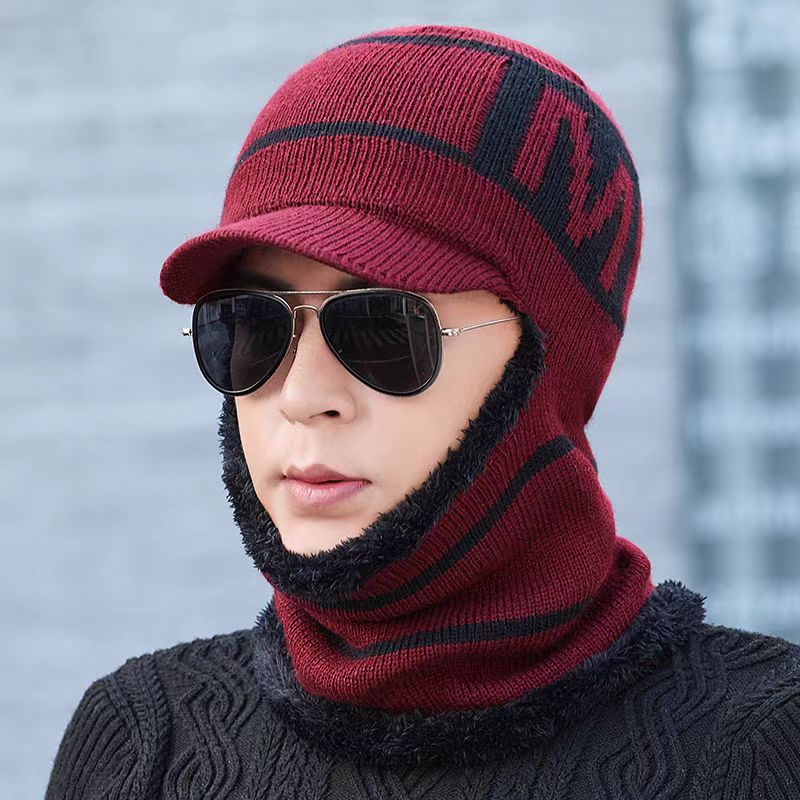 Men's winter fleece knit cap gray