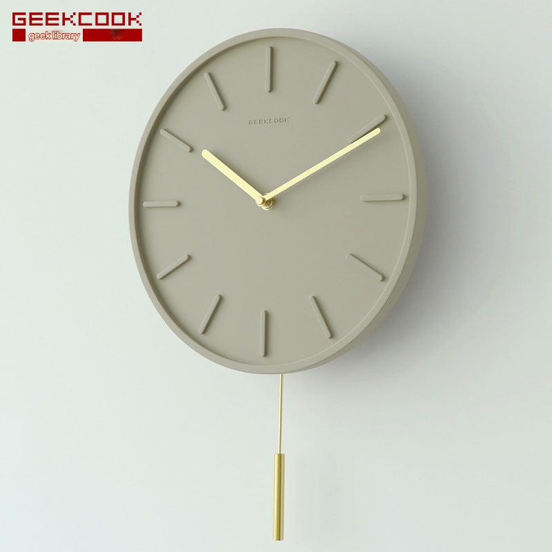 Creative cement and copper clock close up