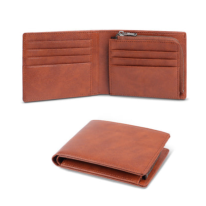 Men's wallet with coin pocket in brown