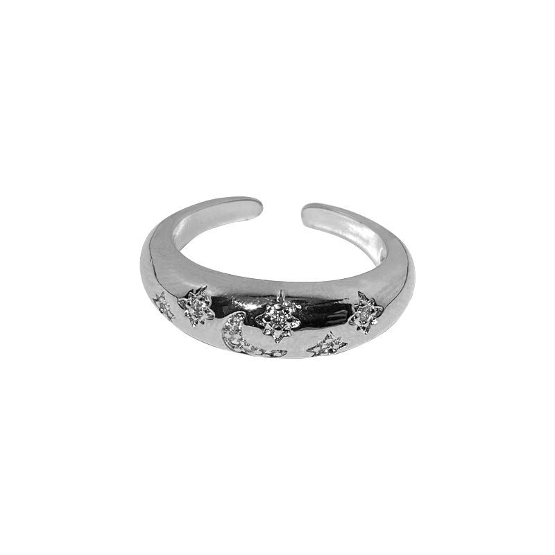 Silver Zircon Cross Ring side view