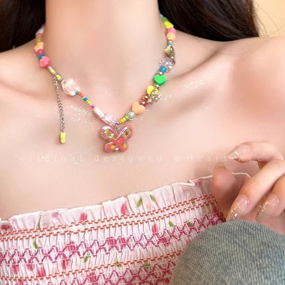 Kawaii Style Floral Necklace Details
