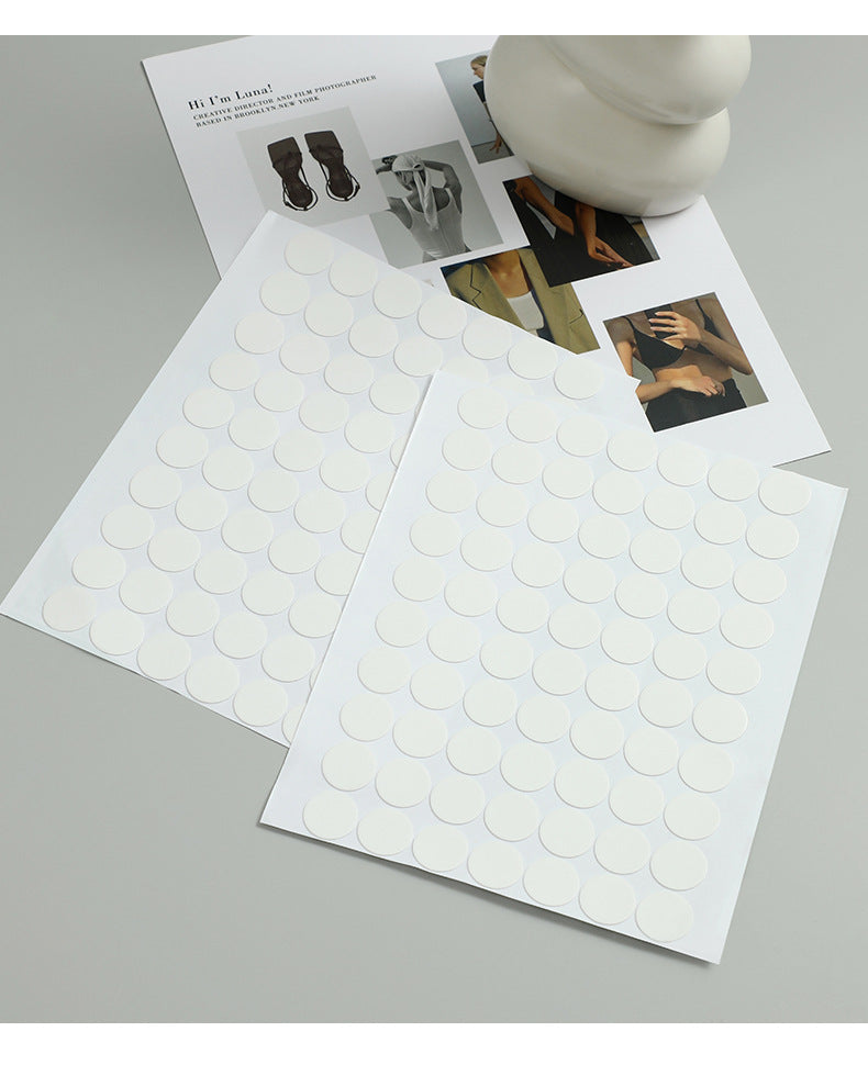Close-up of reusable acrylic adhesive dots