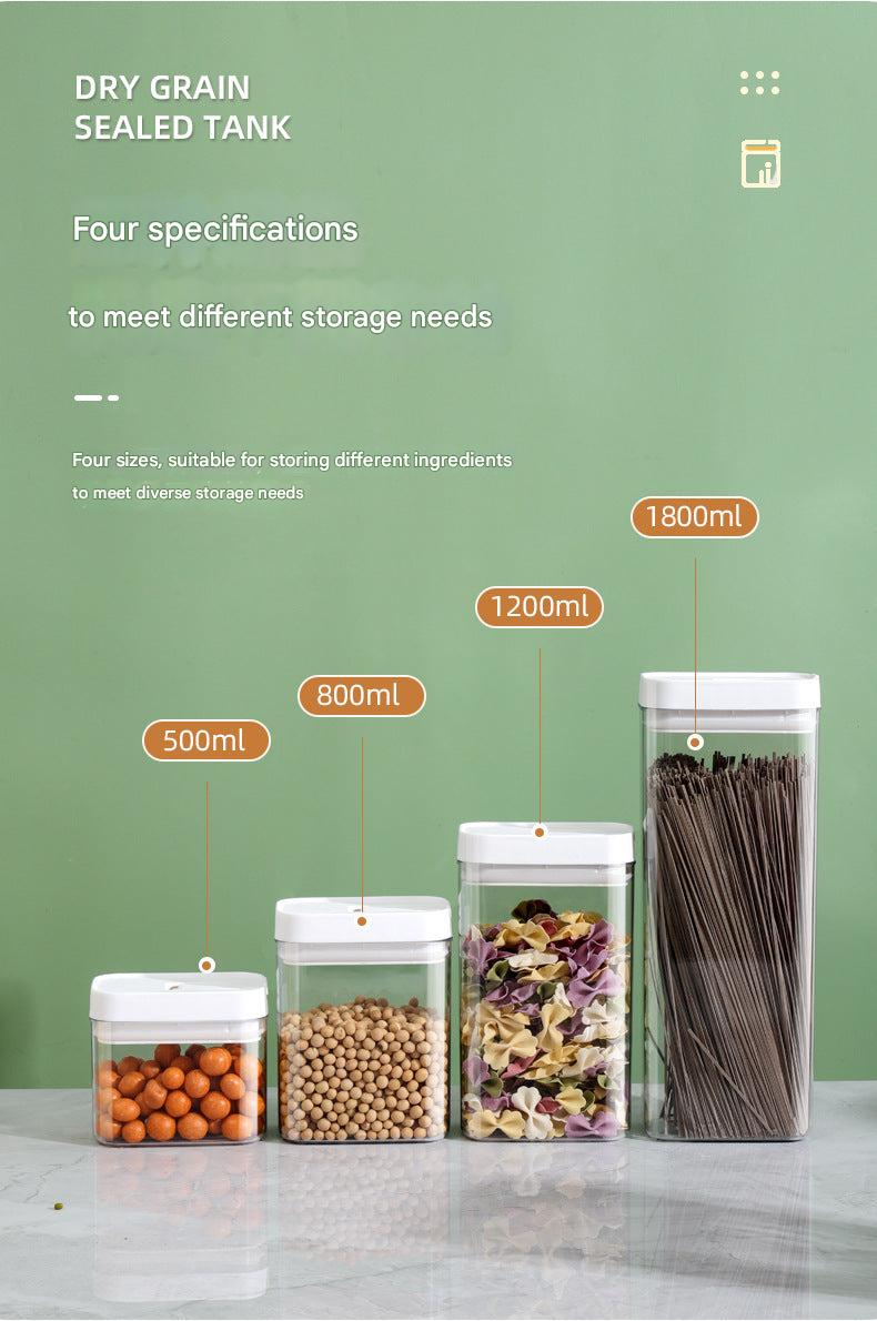 Multi-size food storage jars on countertop
