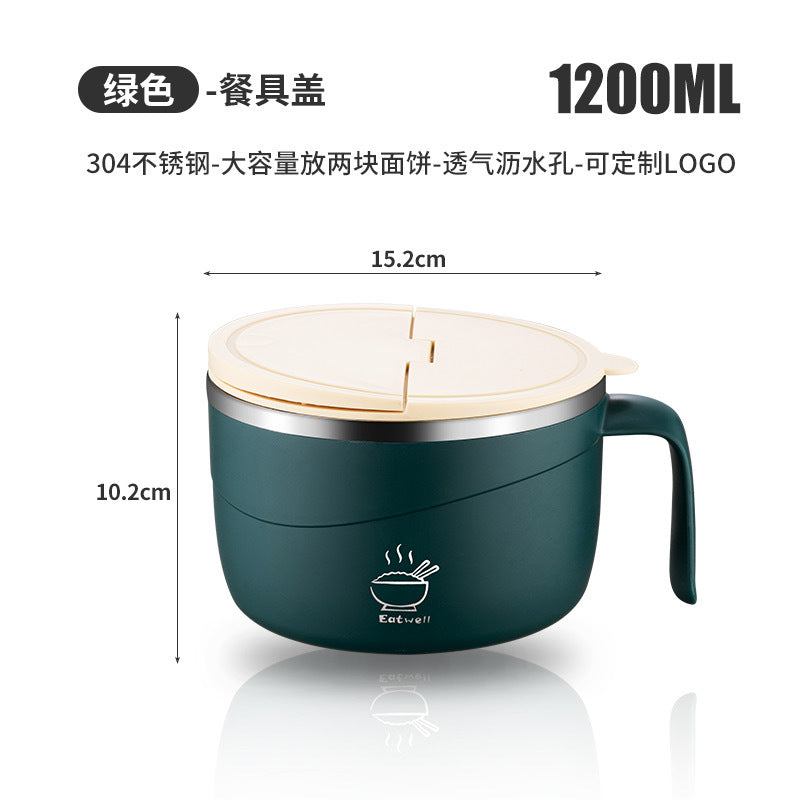 Large stainless steel bowl with lid for meals