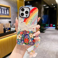 Oil painting rainbow rhinestone + short bracelet