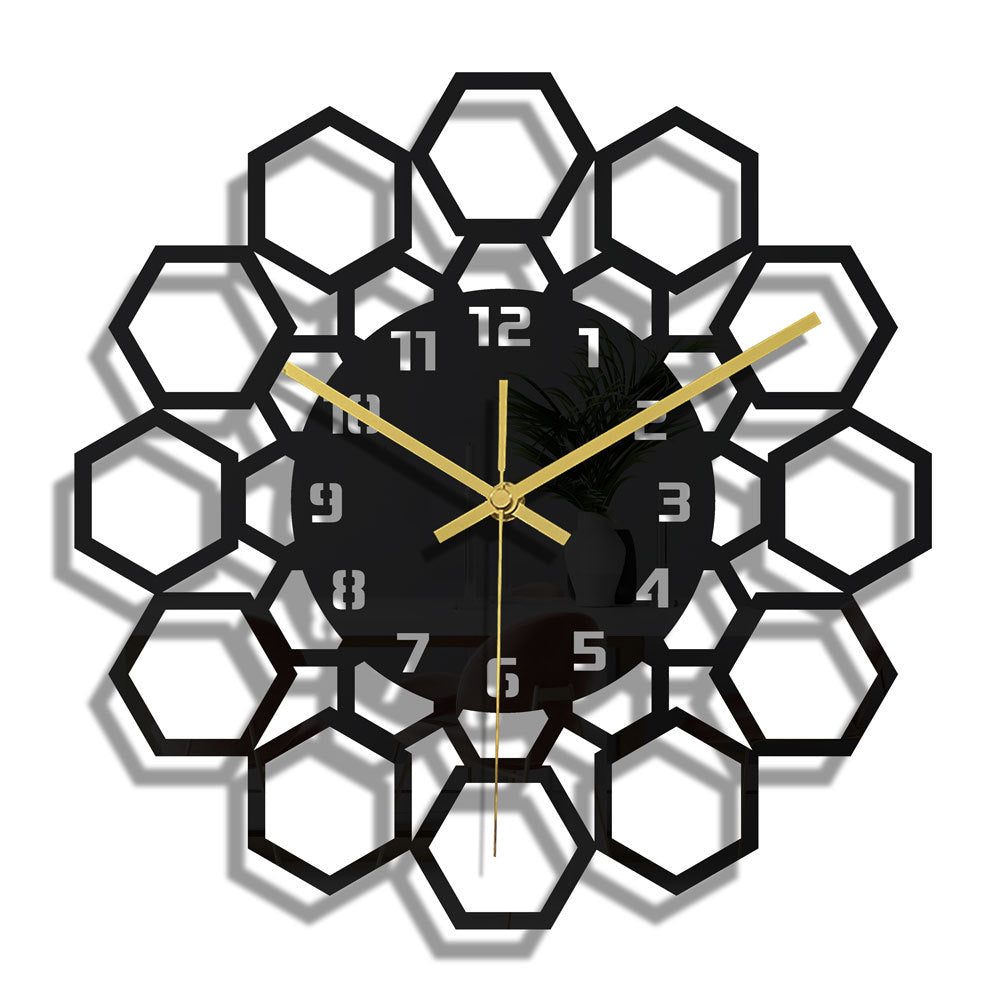 Stylish black acrylic round digital wall clock