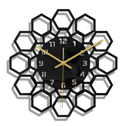 Stylish black acrylic round digital wall clock