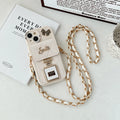 Big Eyes-Bow Tie Smile Perfume Bottle Holder Wallet-Leather Chain-Apricot