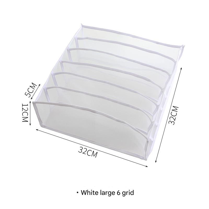 Close-up of gray fabric drawer storage box for clothes