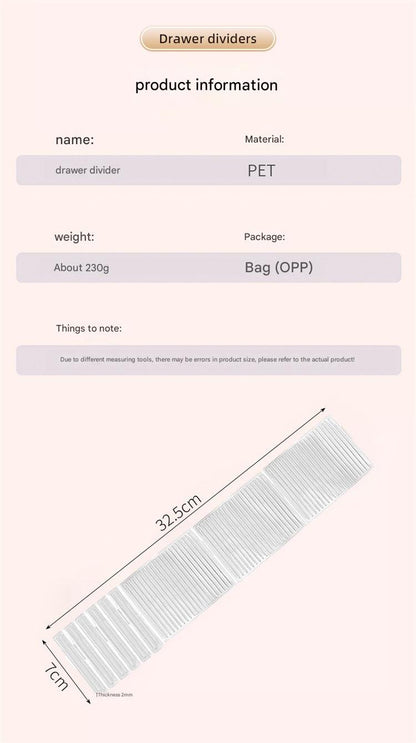 Adjustable plastic divider for lingerie storage
