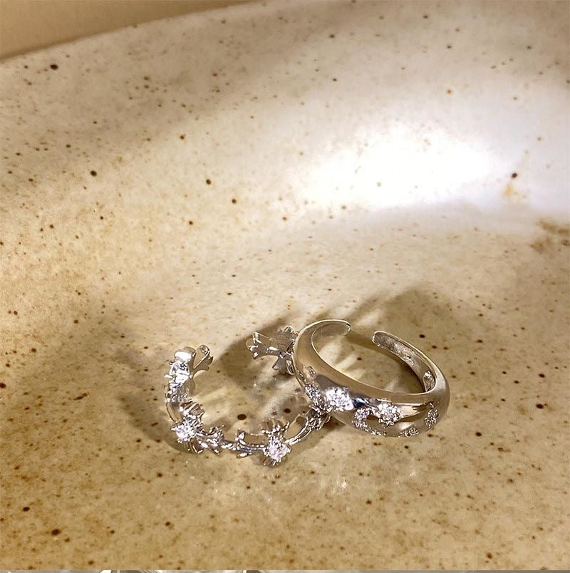 Elegant Silver Zircon Cross Ring close-up