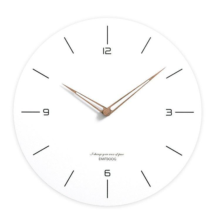 Modern silent quartz wall clock front view