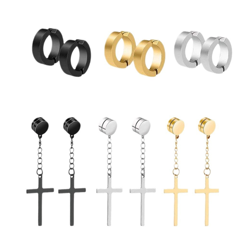 stainless steel earrings set pair 8