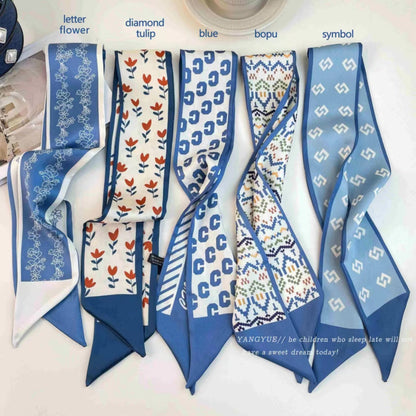 Floral patterned satin scarf for hair styling