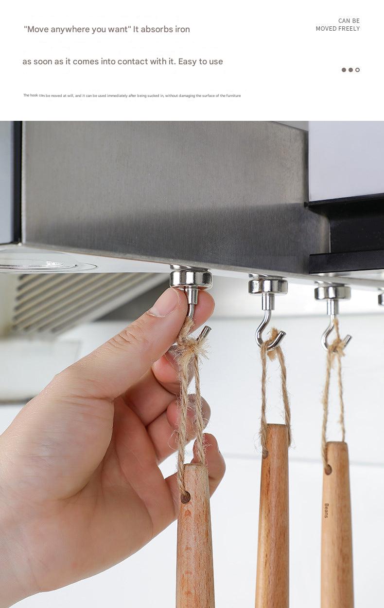 Magnetic hooks used in garage organization