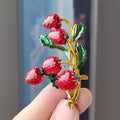 XZ0228-2 Multi-branch Hanging Strawberry - Brooch