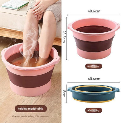Foot soaking bucket folded for storage