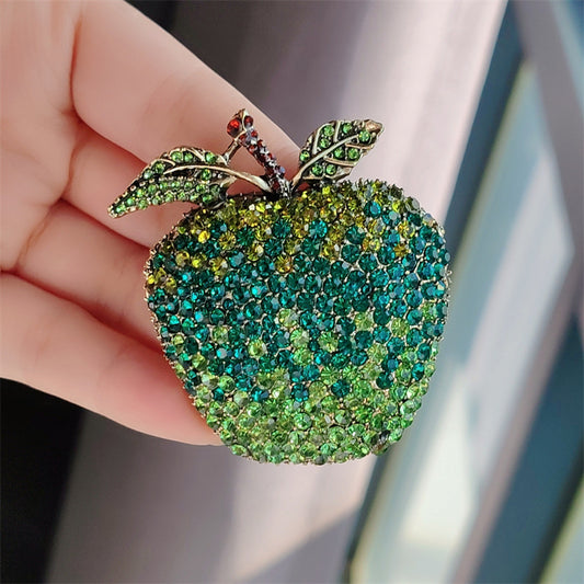 Vintage colorful fruit brooch apple design image