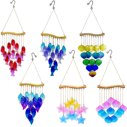 Colorful glass wind chime with fish design
