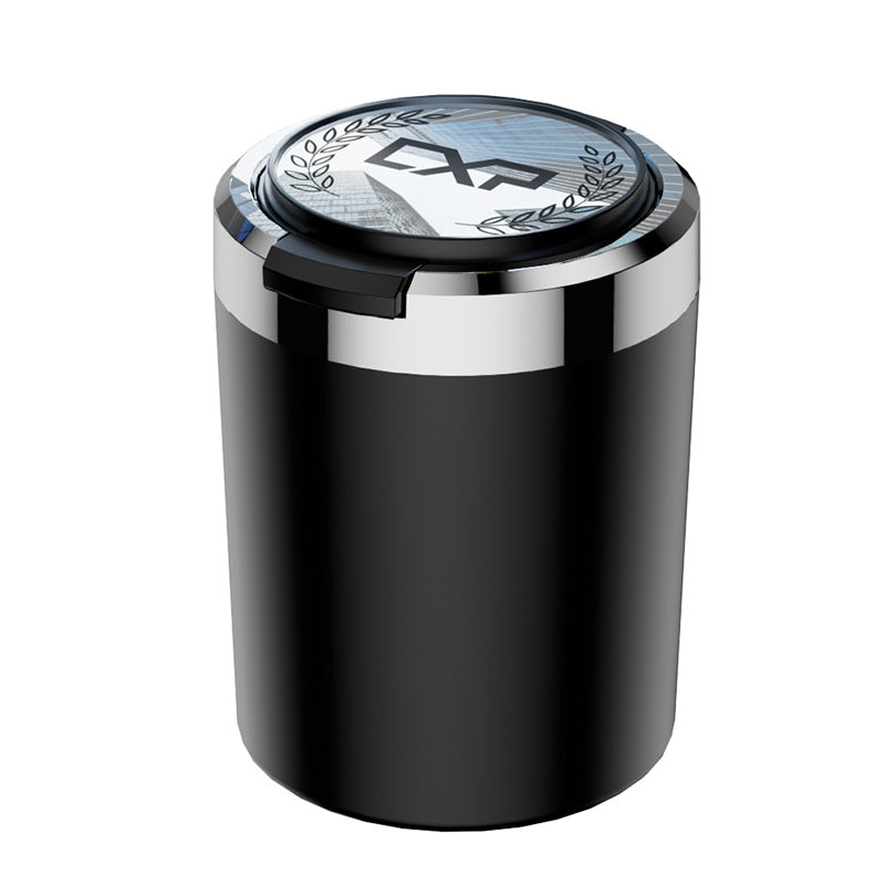 Car ashtray with LED light and automatic cover