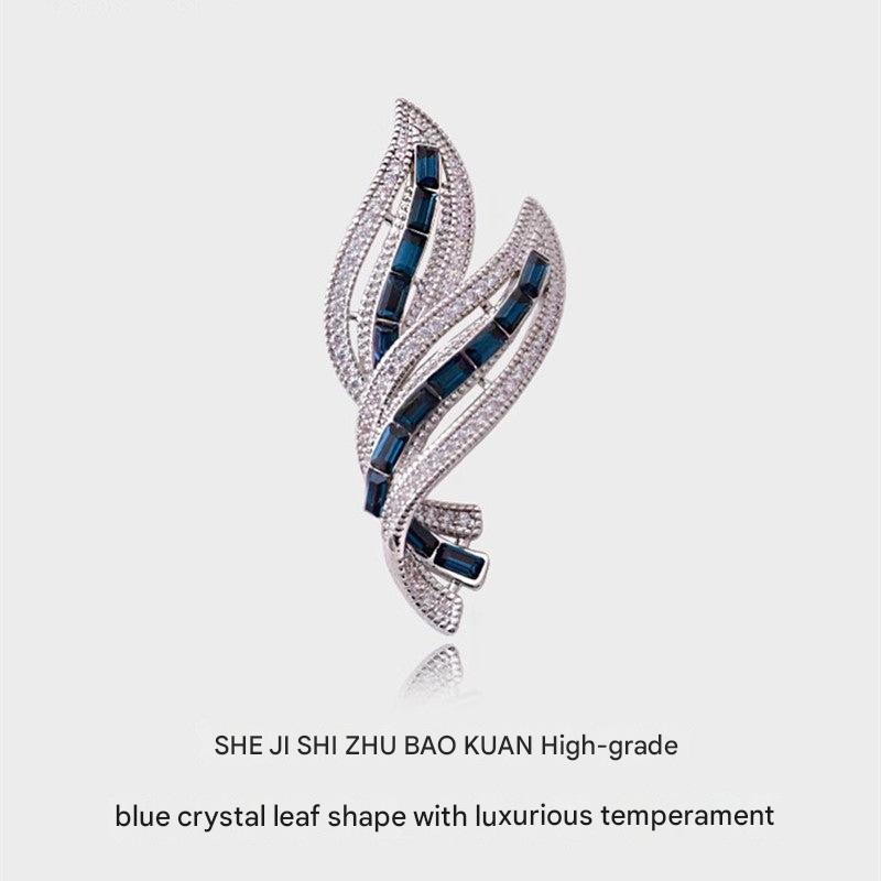 Zirconia embellished leaf pin for special occasions
