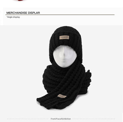 Winter knit hat and scarf set in pink color