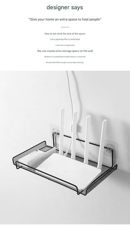 Wall-mounted router shelf in living room
