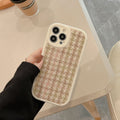 Creamy White Green Houndstooth