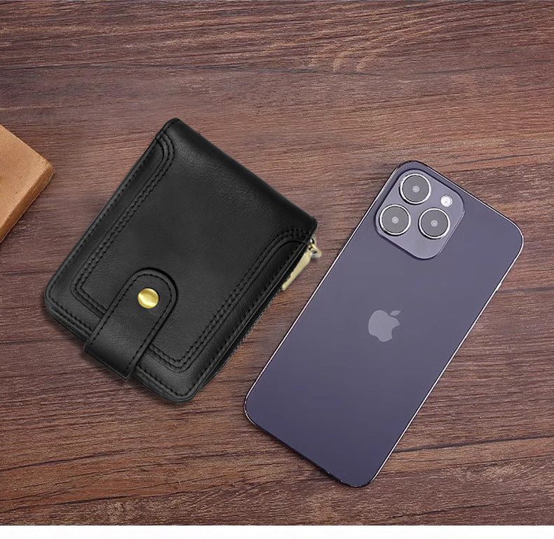 Brown leather men's wallet showcasing card display