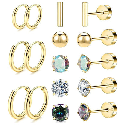 Stainless Steel Geometric Earrings Set Image 8