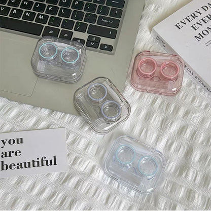 Compact contact lens case with mirror - easy to use