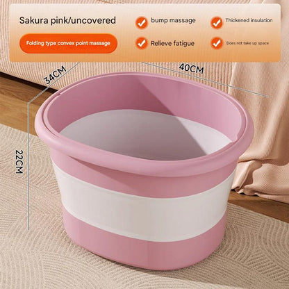 Folding foot soaking bucket in pink color