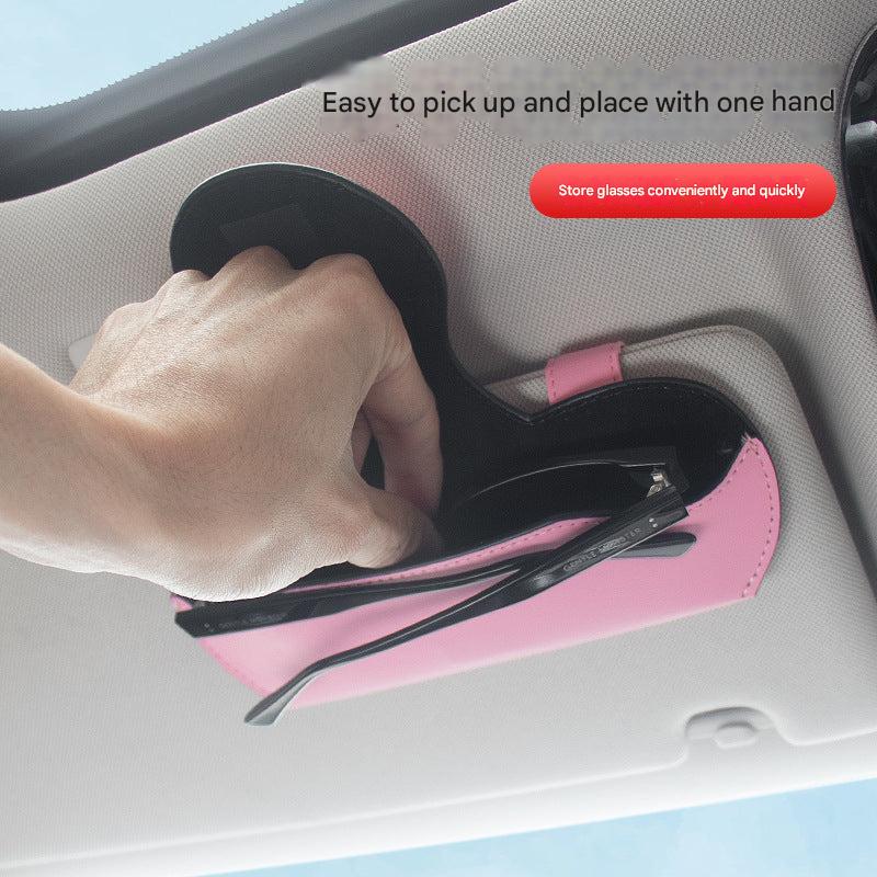 Close-up of PU material sunglasses holder