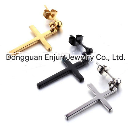 Titanium Steel Cross Zirconia Earring Image 5