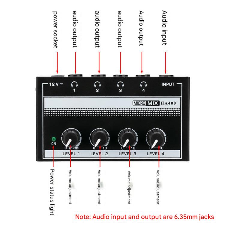 4-channel headphone amplifier connection ports