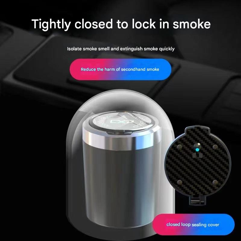 Close-up of automatic ashtray in car cup holder
