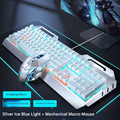 Wired Silver White - 【Ice Blue Light Blue Switch】 No Knob + Wired Mouse